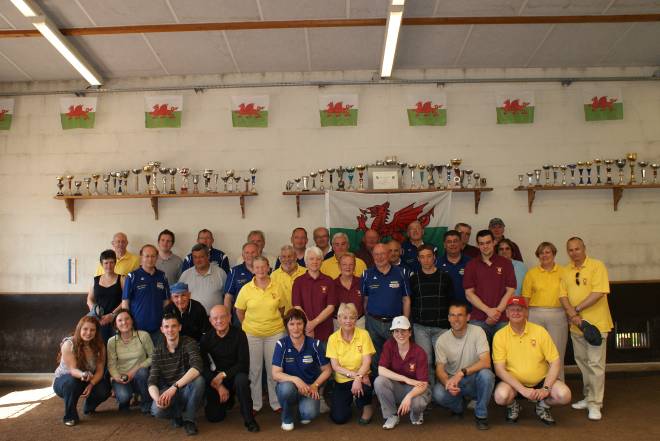 Abergavenny Petanque club pictured with members of SMS Club de Petanque Beaupreau.