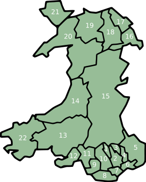 Map of the Welsh Counties